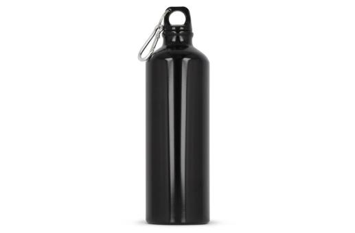 Water bottle aluminum with carabiner 750ml Black