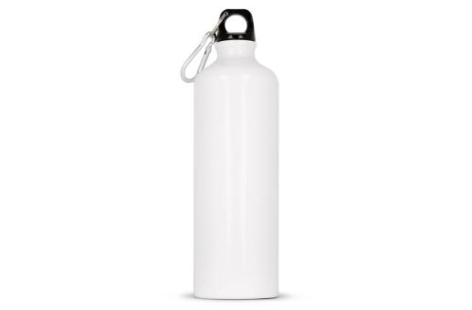 Aluminium Wasserflasche mit Karabiner 750ml Weiß