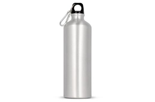 Water bottle aluminum with carabiner 750ml Silver