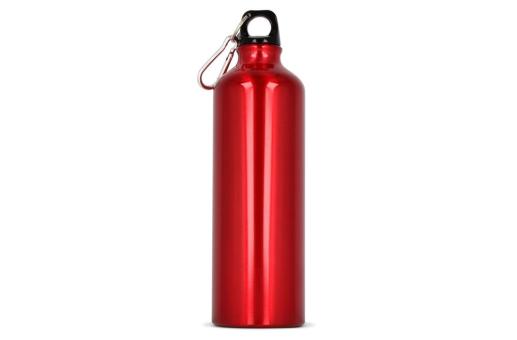 Water bottle aluminum with carabiner 750ml Dark red