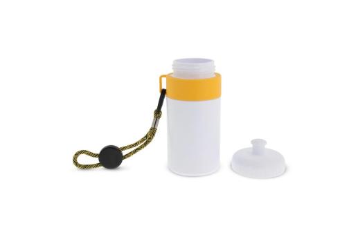 Sports bottle with edge and cord 500ml White/yellow