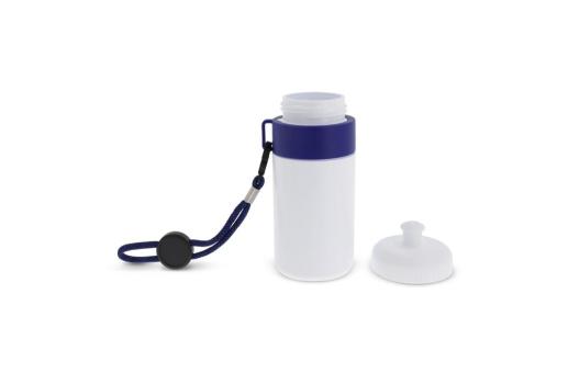 Sports bottle with edge and cord 500ml White/blue