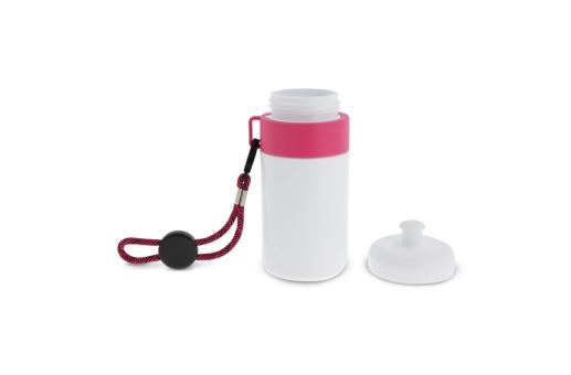 Sportflasche mit Halteschlaufe 500ml Rosa/weiß