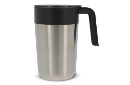 Double walled coffee mug 400ml Silver