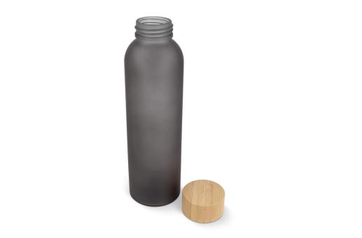 Wasserflasche Glas & Bambus 500ml Dunkelgrau