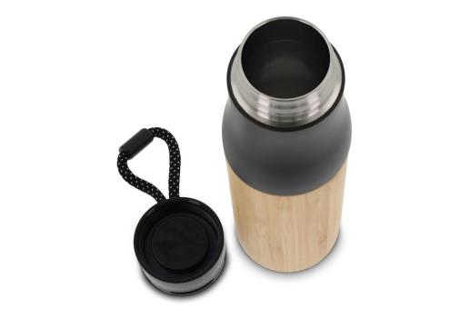 Thermo bottle with rope bamboo 500ml Black