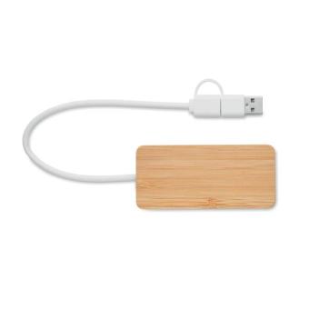 HUBBAM 3 Port USB Hub Holz