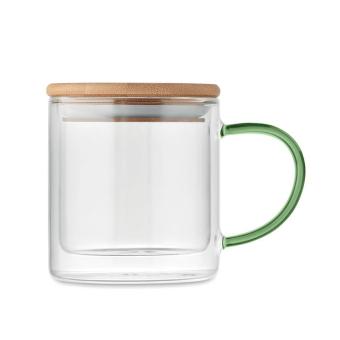 FARBI Double wall borosilicate mug Transparent green