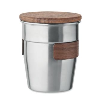 WALNUT Single wall tumbler 350 ml Flat silver