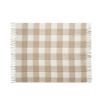 QUET Karierte Mohair-Decke Beige