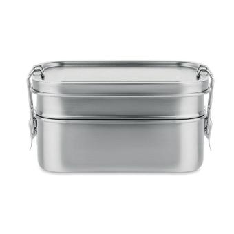 DOUBLE CHAN Lunchbox aus Edelstahl Silber matt