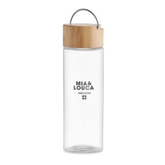 AMELAND Glass bottle 500ml bamboo lid Transparent