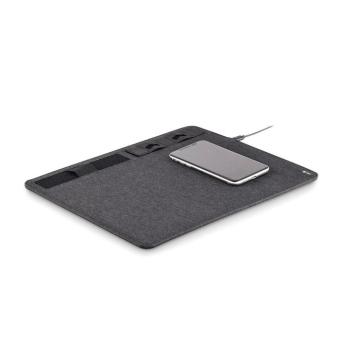 SUPERPAD RPET Mousepad 15W Ladesgerät Steingrau