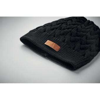 KATMAI Cable knit beanie in RPET Black