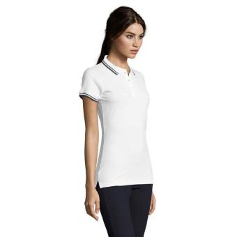 PASADENA women polo 200g, white/navy White/navy | L