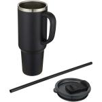 Sydney 1200 ml double wall RCS certified copper vacuum insulated tumbler with straw Black