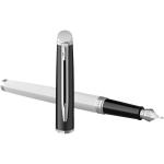 Hemisphere colour blocking fountain pen with palladium trim White/black