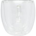 Manti 2-piece 250 ml double-wall glass cup with bamboo coaster Transparent