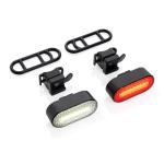 XD Collection Lumino RCS recycled plastic USB re-chargeable bike light set Black