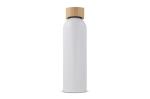 Wasserflasche mit Bambusdeckel 600ml Weiß