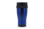 Double walled coffee mug metal 350ml Aztec blue