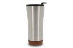 Double walled tumbler cork base 480ml Silver