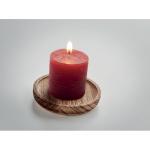 PENTAS Candle on round wooden base Red