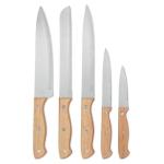 GOURMET 5 piece knife set in base Timber