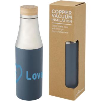 Hulan 540 ml copper vacuum insulated stainless steel bottle with bamboo lid Skyblue