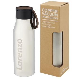 Ljungan 500 ml Kupfer-Vakuum Isolierflasche mit PU Kunststoffband und Deckel Silber