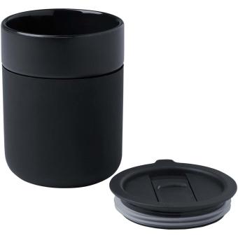 Java 330 ml ceramic tumbler with silicone wrap and plastic lid Black