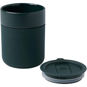 Java 330 ml ceramic tumbler with silicone wrap and plastic lid Green