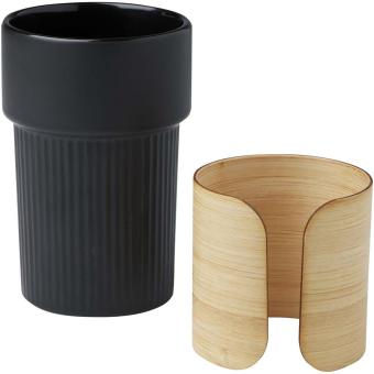 Fika 340 ml tumbler with bamboo sleeve Black