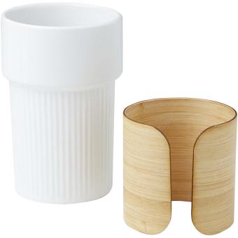 Fika 340 ml tumbler with bamboo sleeve White