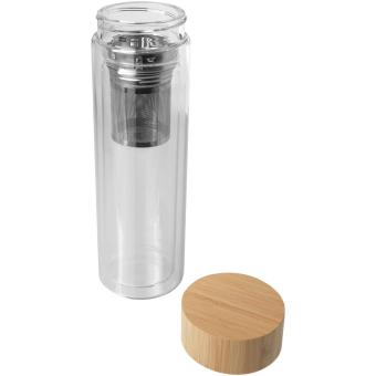 Bailey 400 ml Flasche aus Borosilikatglas mit Infuser und Bambusdeckel Transparent