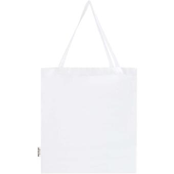 Madras 140 g/m² GRS recycled cotton gusset tote bag White