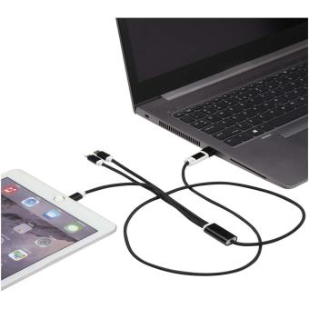 Versatile 5-1 recycled aluminium charging cable Black