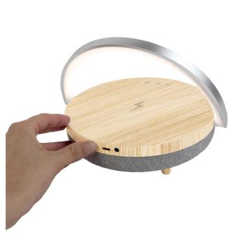 Prixton 4-in-1 10W Bluetooth® speaker with LED light and wireless charging base Timber