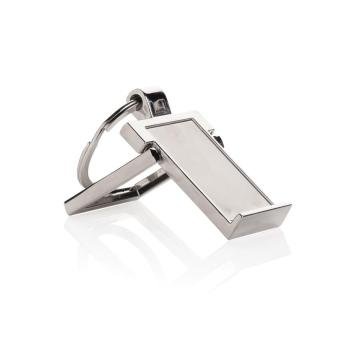 XD Collection RSC recycled zinc alloy phone stand keychain Silver