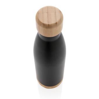 XD Collection Vacuum stainless steel bottle with bamboo lid and bottom Black