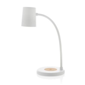 XD Collection Zenara RCS recycled plastic and cork 15W wireless desk lamp White