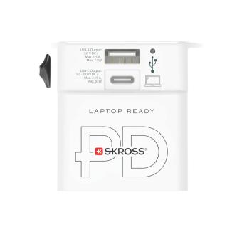 SKROSS World Travel Adapter MUV 65W PD with USB C Cable White