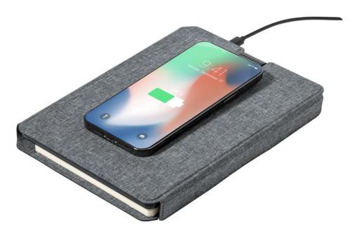 Morrison Notizbuch mit Wireless-Charger Dunkelgrau