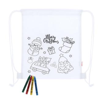 Taky colouring Christmas drawstring bag White