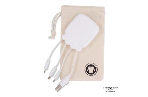 3192 | Xoopar Octopus Gamma 2 Bio Charging cable with 3.000mAh Powerbank White