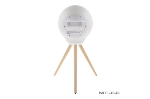 M-655 | Muse Voll-LED, spritzwassergeschützter Bluetooth-Lautsprecher mit Stativ 100W Weiß