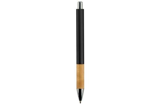 Metal pen with wooden grip Black