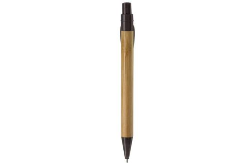 Bamboo pen with plastic leafclip Black