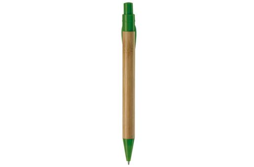 Bamboo pen with plastic leafclip Dark green