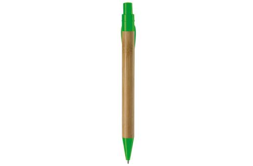 Bamboo pen with plastic leafclip Light green